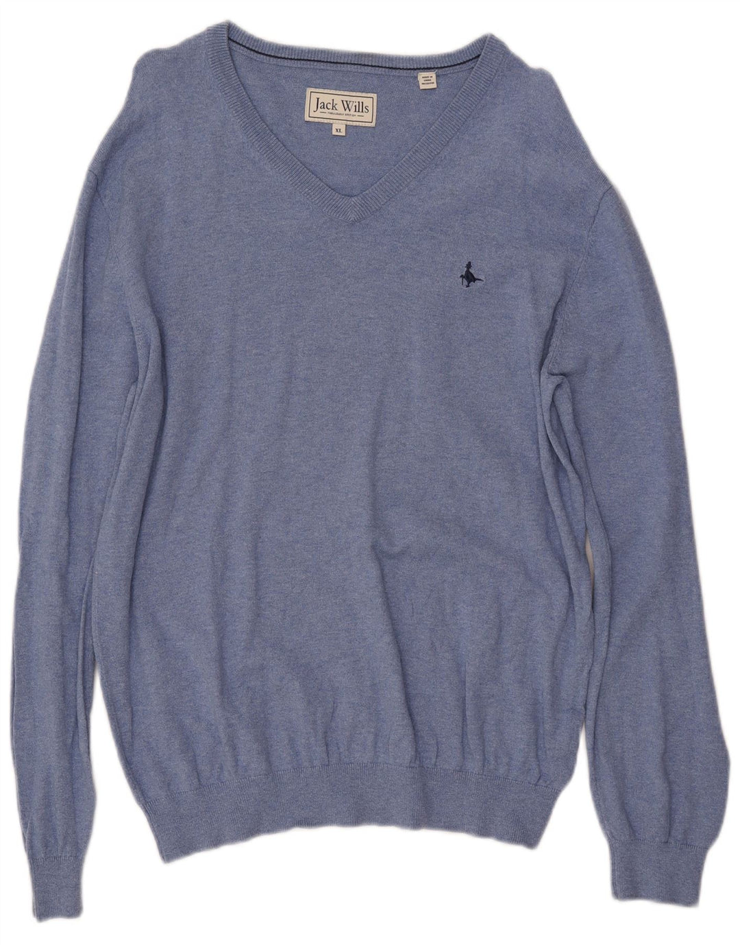 JACK WILLS Męski sweter z dekoltem w kształcie litery V, XL, niebieski, bawełniany