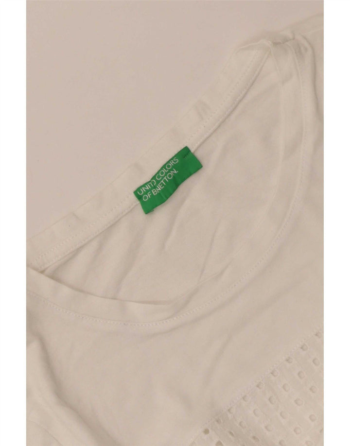 T-shirt damski Benetton Top UK 10, mały, biały