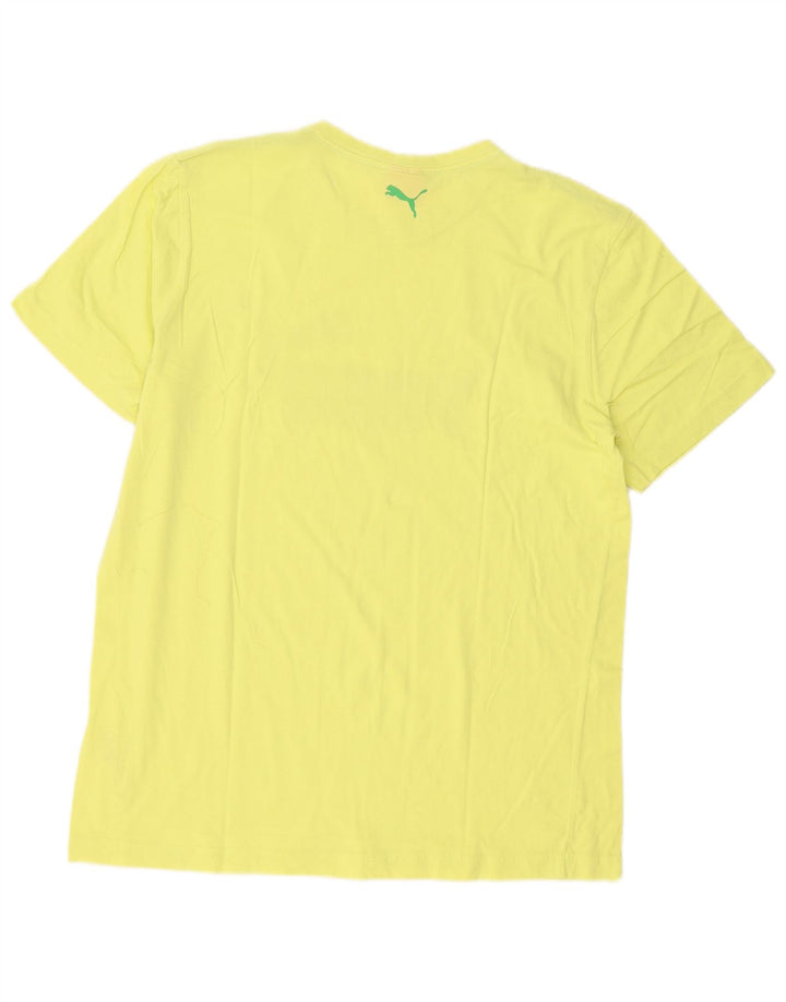 Męski T-shirt Puma z grafiką, duży, żółty, bawełniany