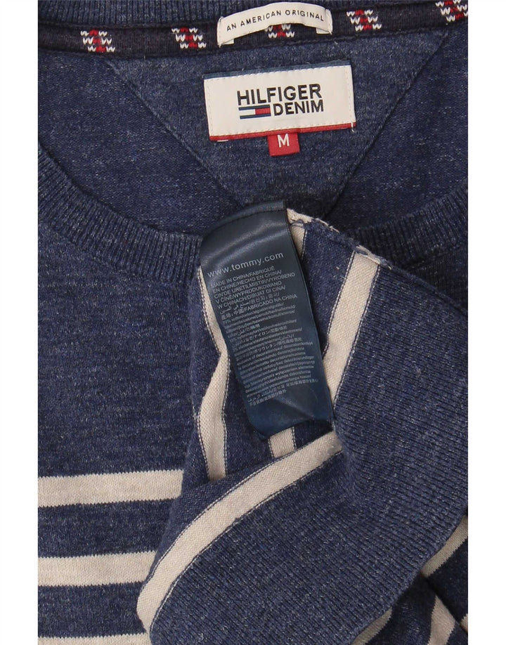 Męski sweter Tommy Hilfiger z dekoltem w łódkę, w średnie granatowe paski