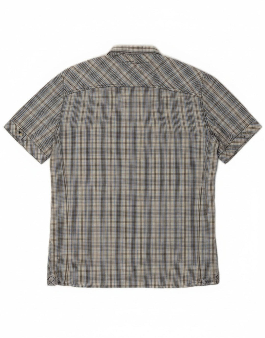 Męska koszula z krótkim rękawem PEPE Jeans Slim Fit, bawełniana w średnią niebieską kratkę