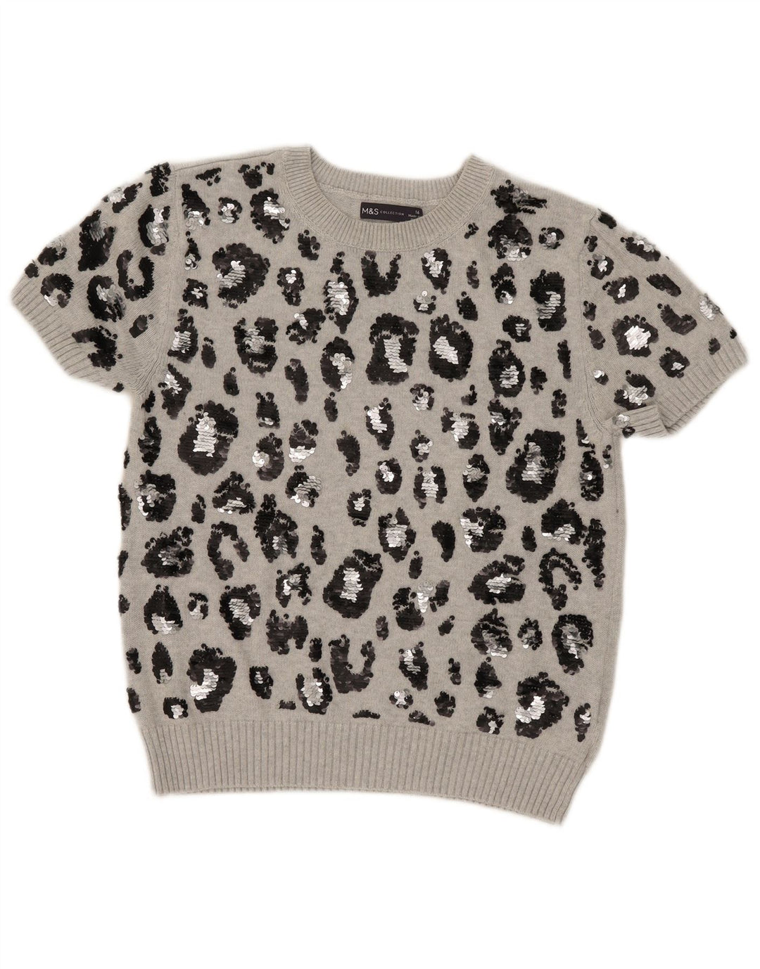 Marks & Spencer Damski sweter z okrągłym dekoltem, UK 16, duży, szary