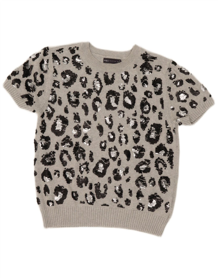 Marks & Spencer Damski sweter z okrągłym dekoltem, UK 16, duży, szary