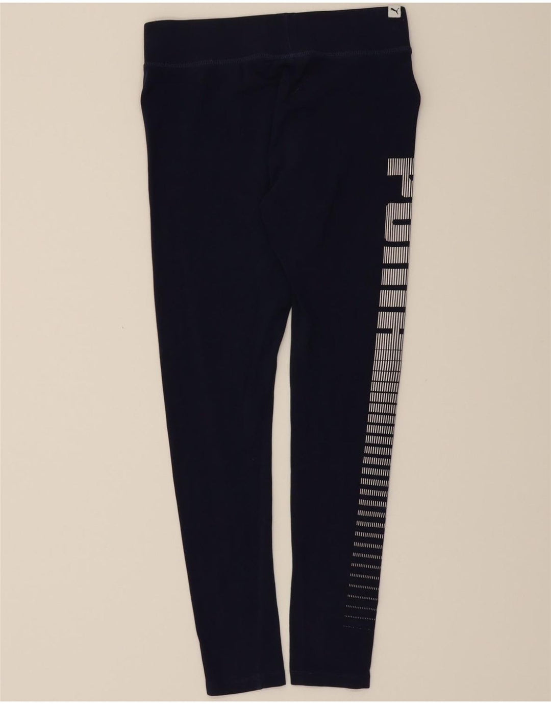 PUMA Womens Graphic Leggings UK 14 Medium Navy Blue Cotton Vintage Puma and Second-Hand Puma from Messina Hembry 