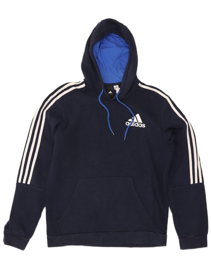 Męska bluza z kapturem Adidas, średnia, granatowa, bawełniana