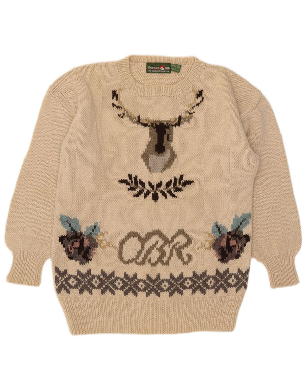 Męski sweter Outback Red z graficznym wycięciem pod szyją, średnio beżowy Fair Isle