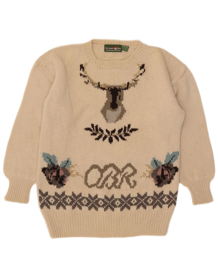 Męski sweter Outback Red z graficznym wycięciem pod szyją, średnio beżowy Fair Isle