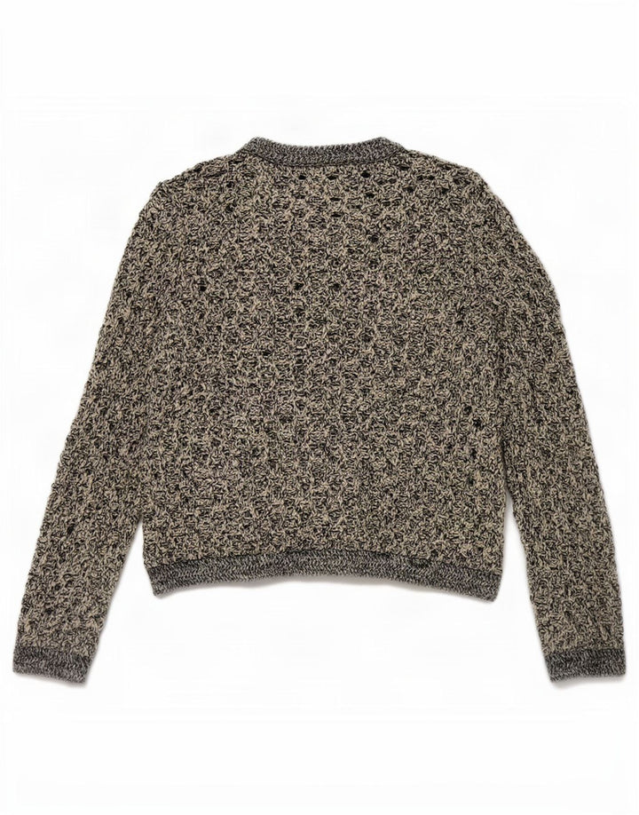 Sweter damski Zara na szydełku, UK 14, średni, czarny, nakrapiany poliester