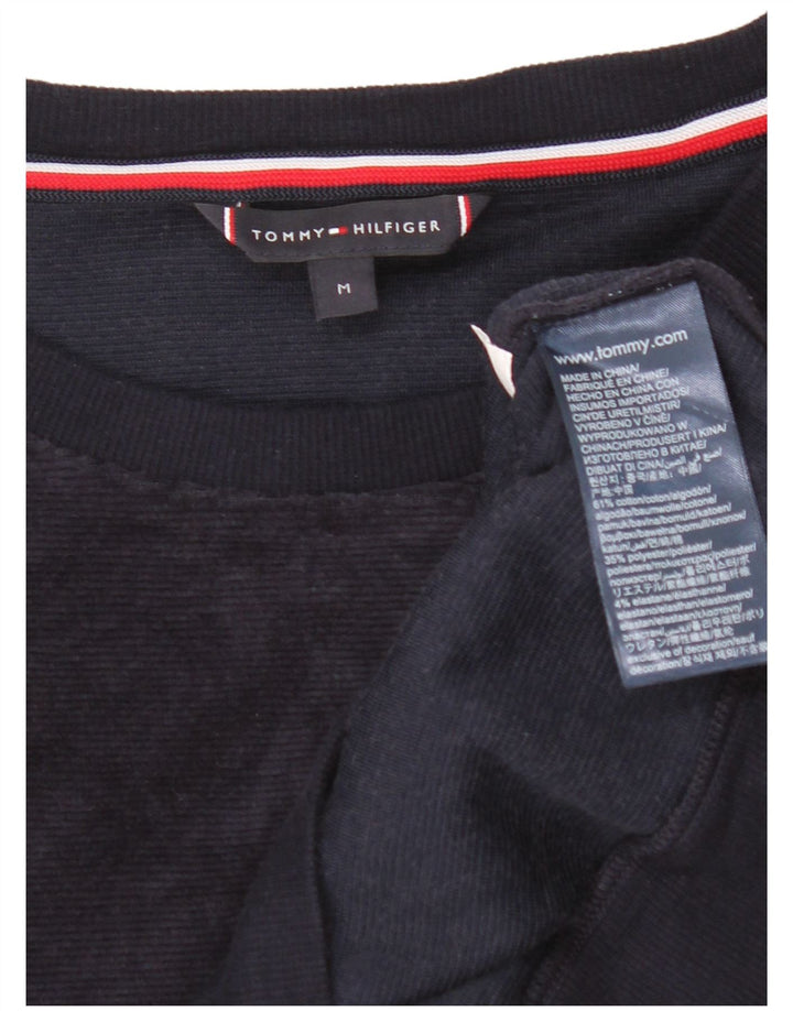 Męski sweter welurowy z grafiką Tommy Hilfiger, średni granat