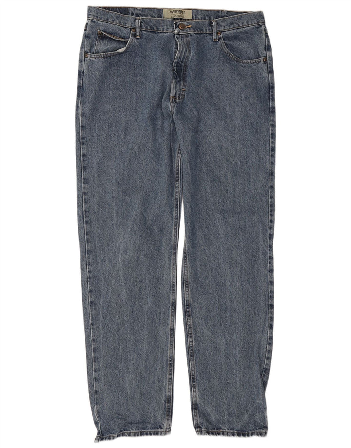 Wrangler Męskie proste dżinsy W38 L34 Niebieskie bawełniane