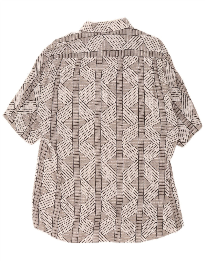 Vintage męska koszula z krótkim rękawem XL, szara, geometryczna