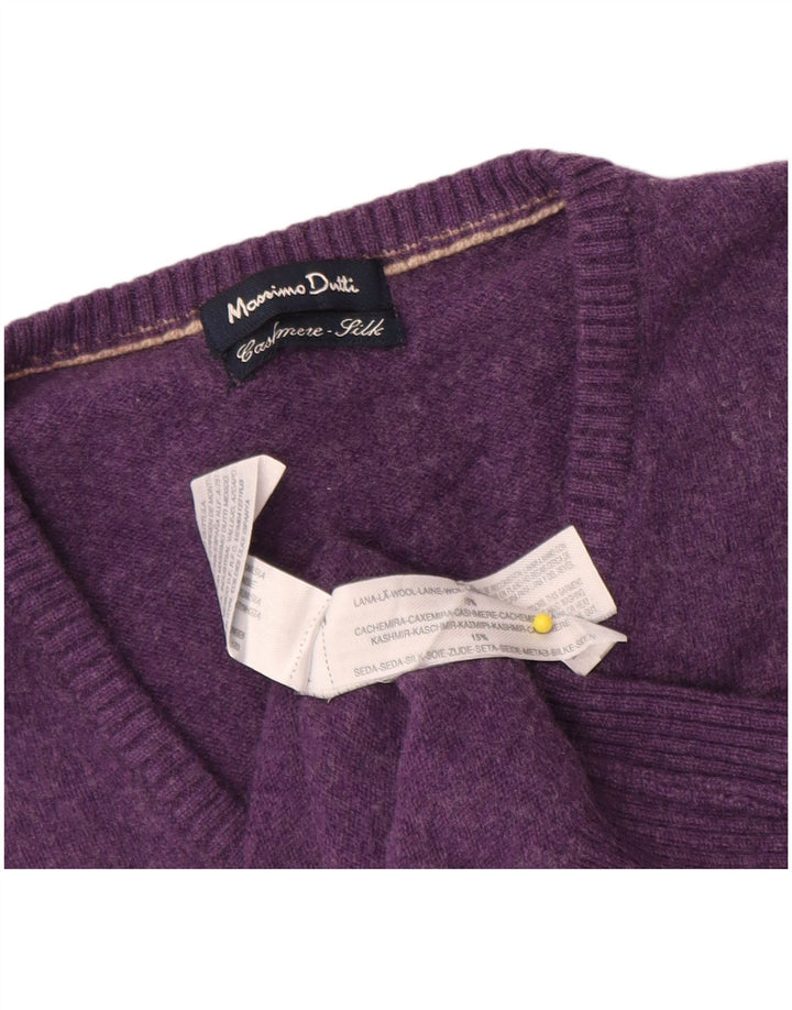 Męski sweter Massimo Dutti z dekoltem w kształcie litery V, XL, fioletowa wełna