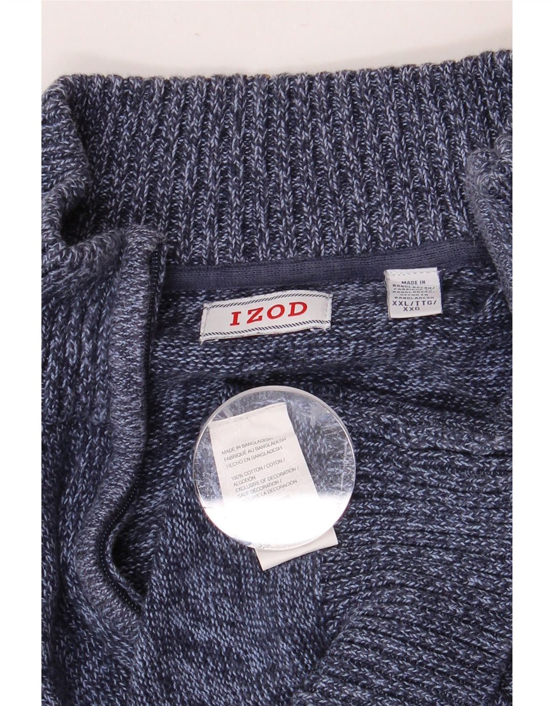 IZOD Męski sweter z zamkiem błyskawicznym 2XL, granatowy, bawełniany w plamki
