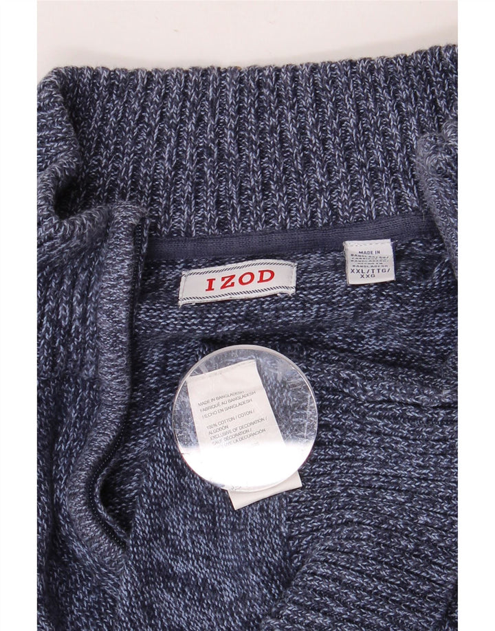 IZOD Męski sweter z zamkiem błyskawicznym 2XL, granatowy, bawełniany w plamki