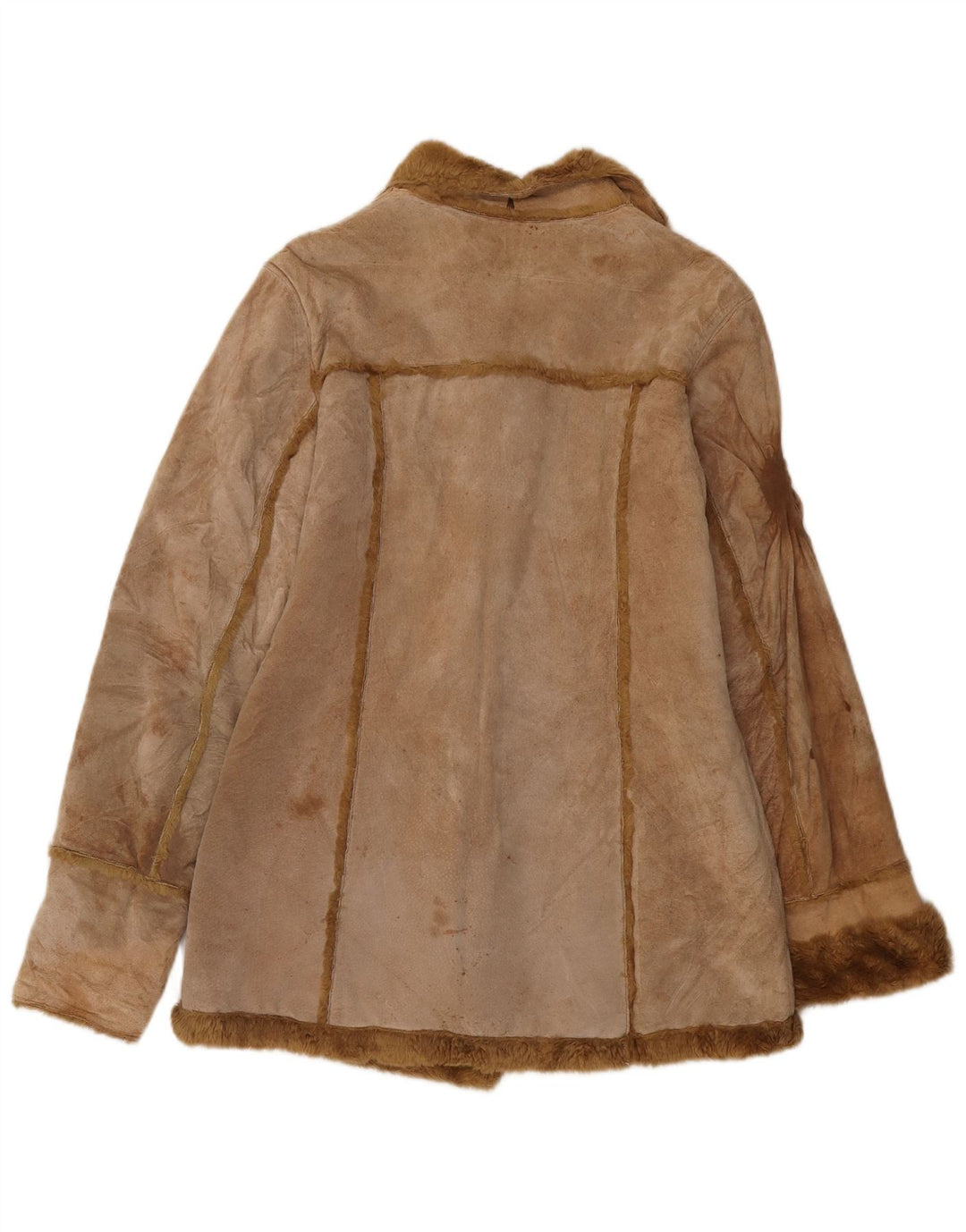 Kurtka damska Zara Shearling UK 14 Średnia beżowa skóra