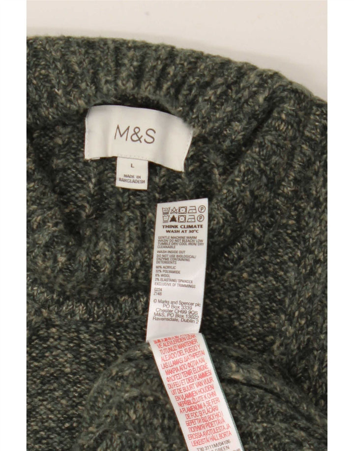 Marks & Spencer Męski sweter z golfem, duży, khaki, akryl
