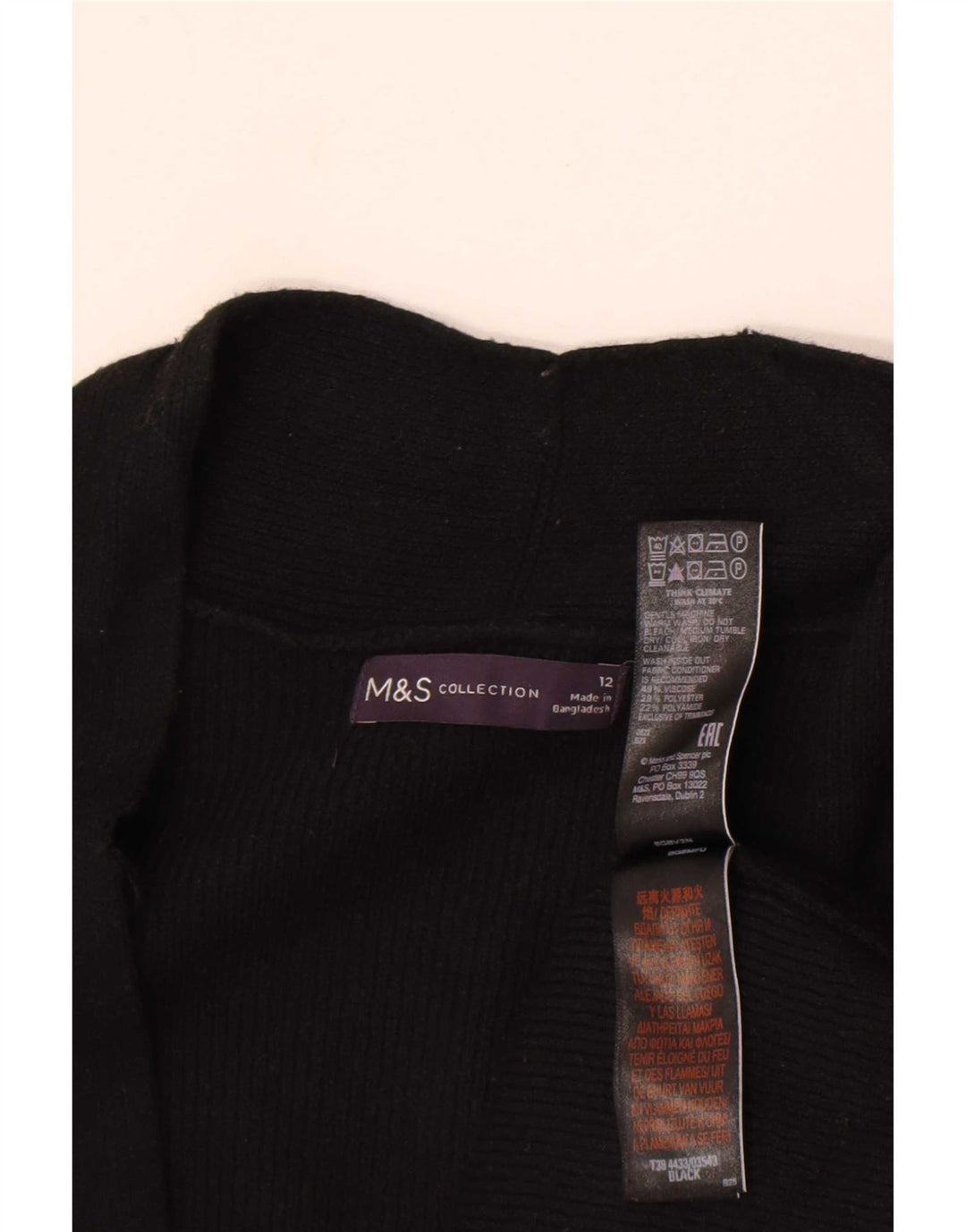 Marks & Spencer Damski sweter rozpinany o długim kroju, UK 12, średni czarny