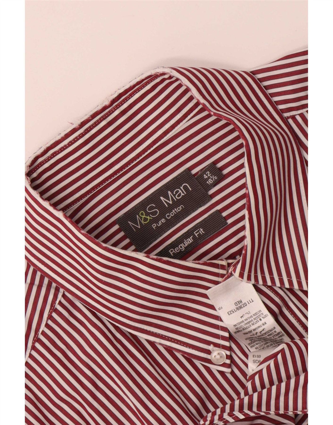 Koszula męska Marks & Spencer o regularnym kroju, rozmiar 42, 16 1/2, duże czerwone prążki