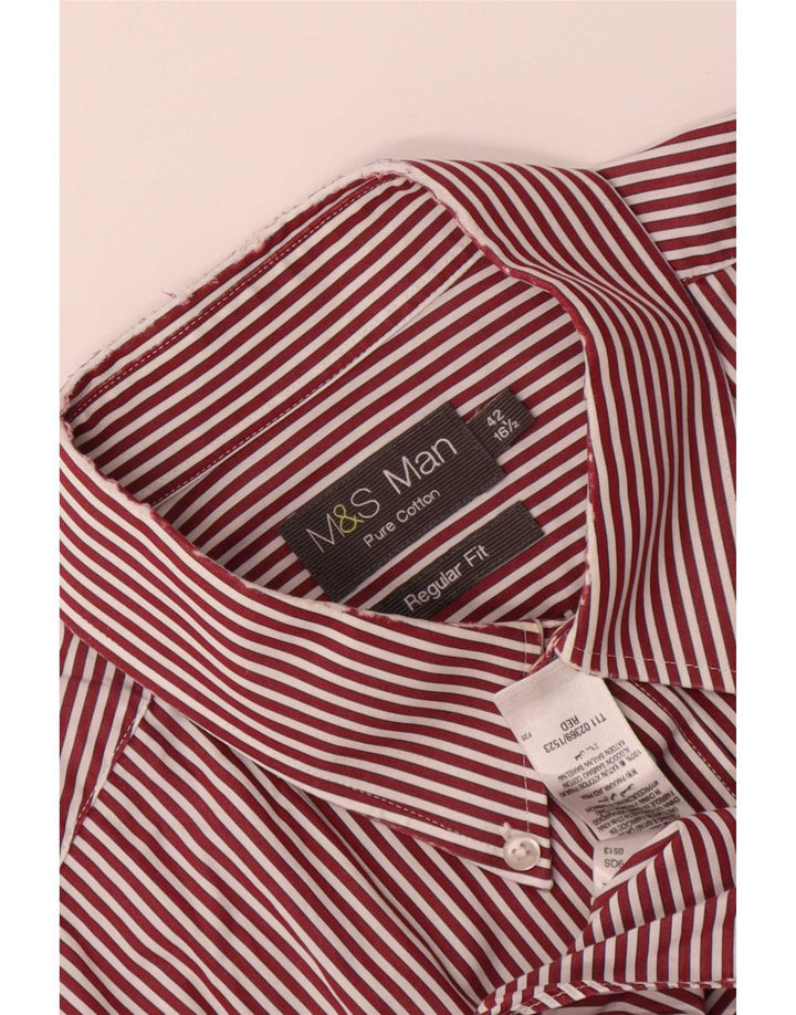 Koszula męska Marks & Spencer o regularnym kroju, rozmiar 42, 16 1/2, duże czerwone prążki