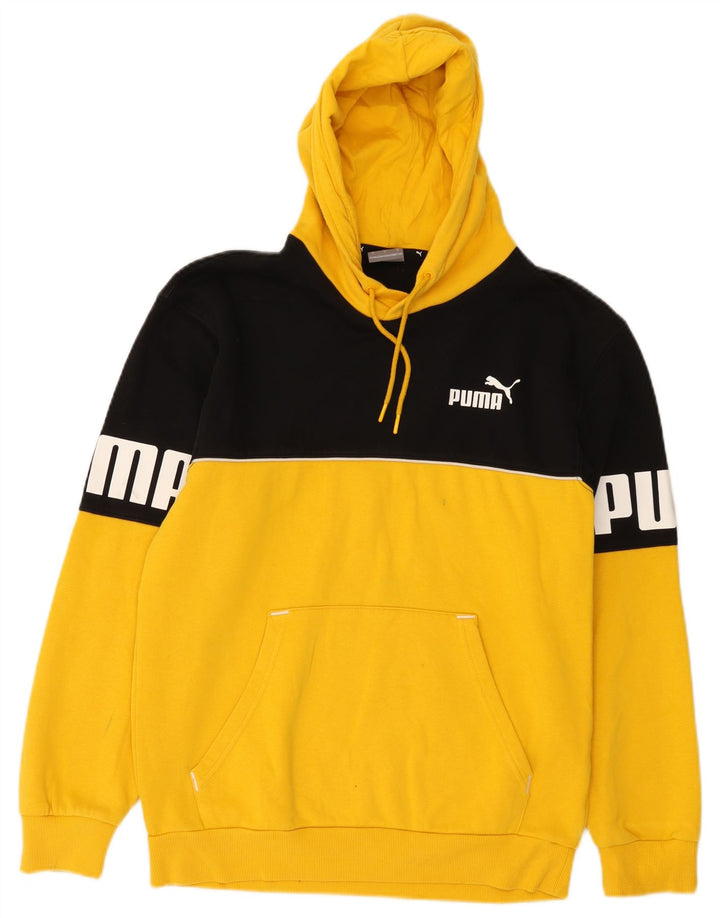 Męski sweter z kapturem Puma z grafiką, mały, żółty, z blokami kolorów