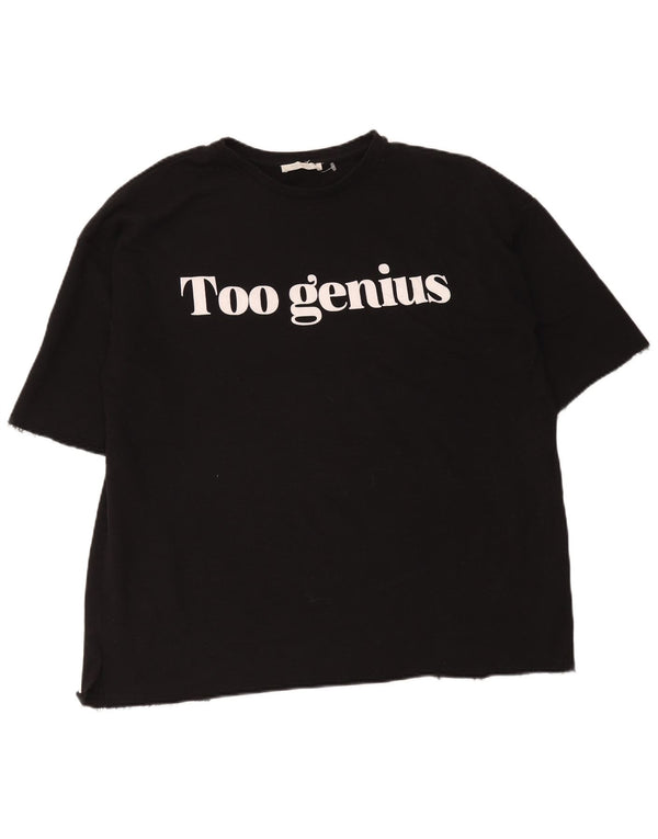 Zara Womens Trafaluc Oversized Graphic T-Shirt Top UK 14 Medium Black