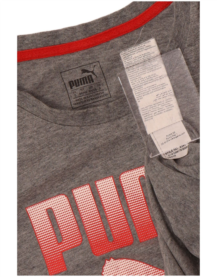 Męski T-shirt z grafiką PUMA, mały, szary, bawełniany