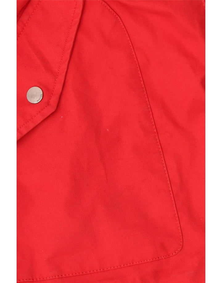 Damska kurtka przeciwdeszczowa Joules z kapturem, oversize UK 18 XL, czerwona bawełna