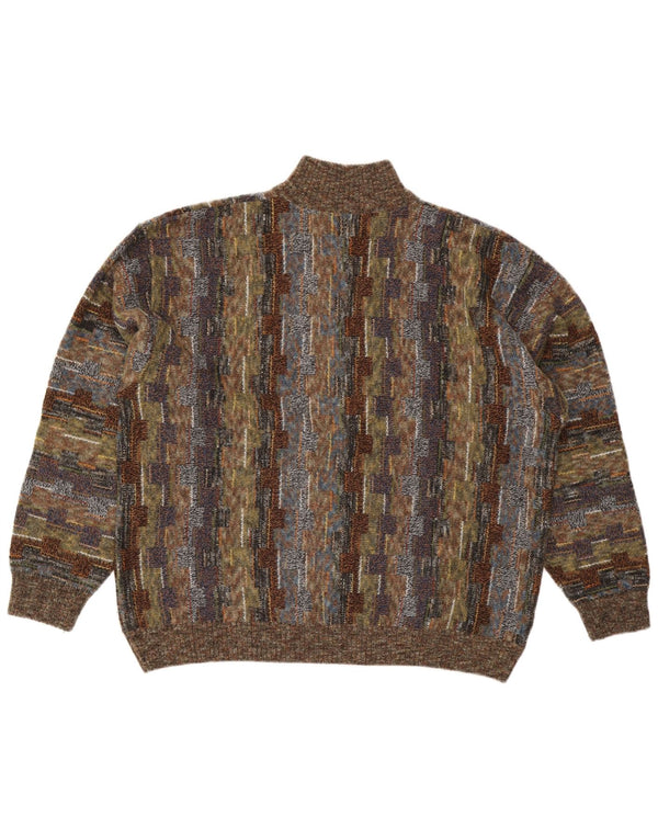 Męski sweter z zamkiem błyskawicznym College By Marcazzani IT 54 XL, brązowy, geometryczny