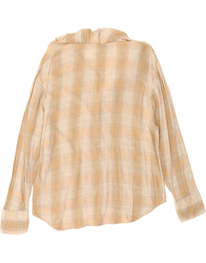 MASSIMO DUTTI Womens Pullover Shirt UK 6 XS Beige Check Viscose Vintage Massimo Dutti and Second-Hand Massimo Dutti from Messina Hembry 