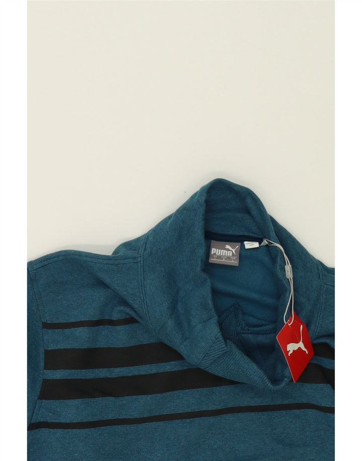 PUMA Womens Sweatshirt Jumper UK 16 Large Blue Striped Cotton Vintage Puma and Second-Hand Puma from Messina Hembry 
