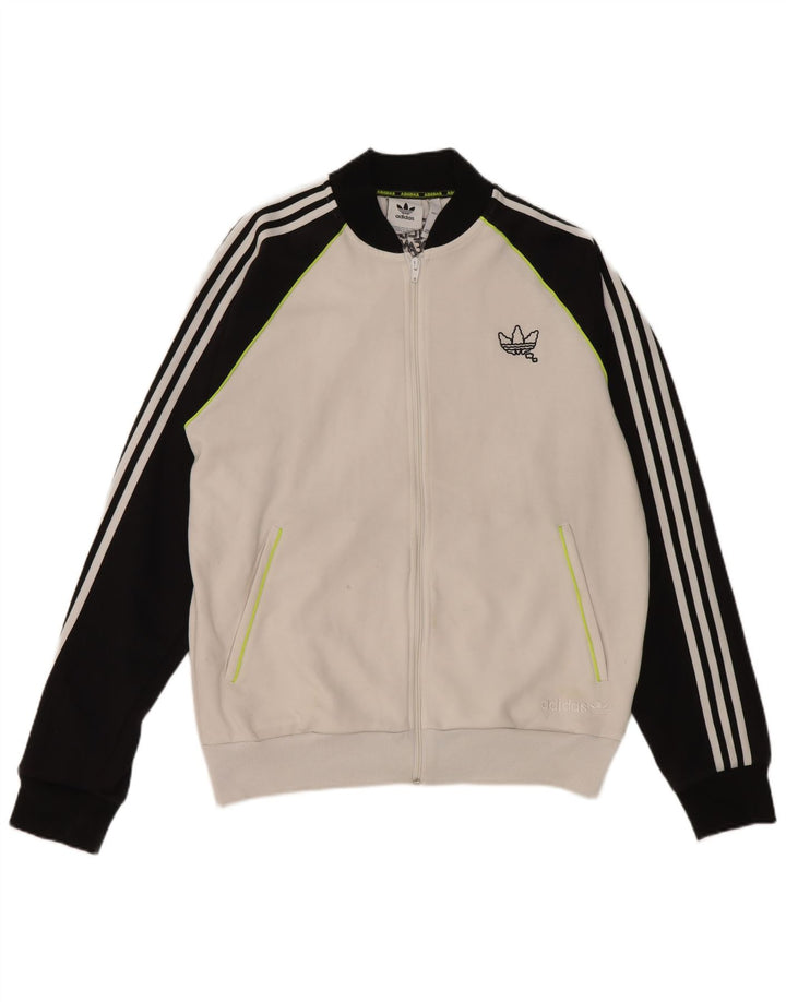 Męska bluza dresowa Adidas, duża, biała, poliestrowa z blokami kolorów