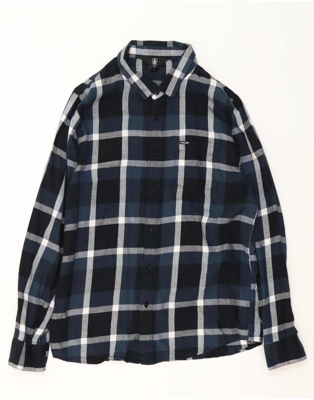 Męska koszula flanelowa Volcom, duża, granatowa, bawełniana w kratę