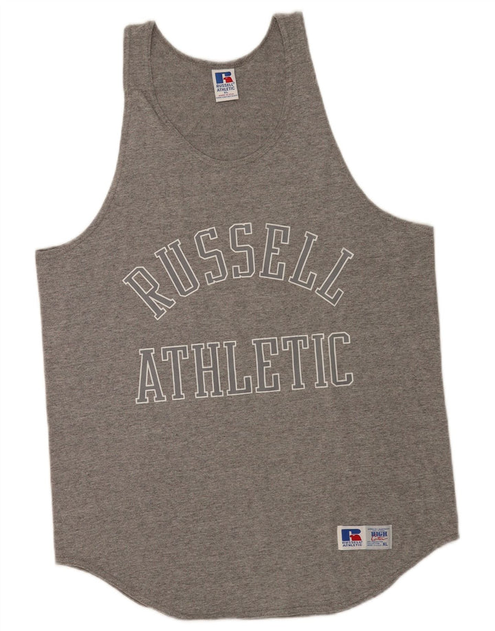 Męska kamizelka z grafiką Russell Athletic XL, szary, poliester
