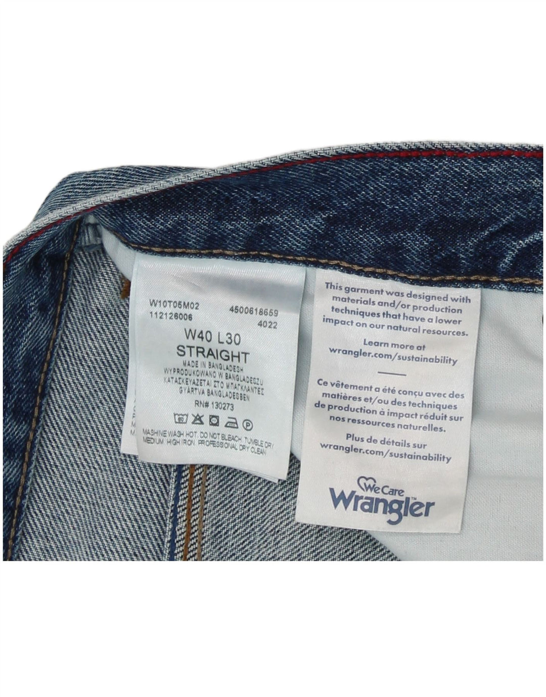 Wrangler Męskie Proste Dżinsy W40 L27 Niebieskie Bawełniane