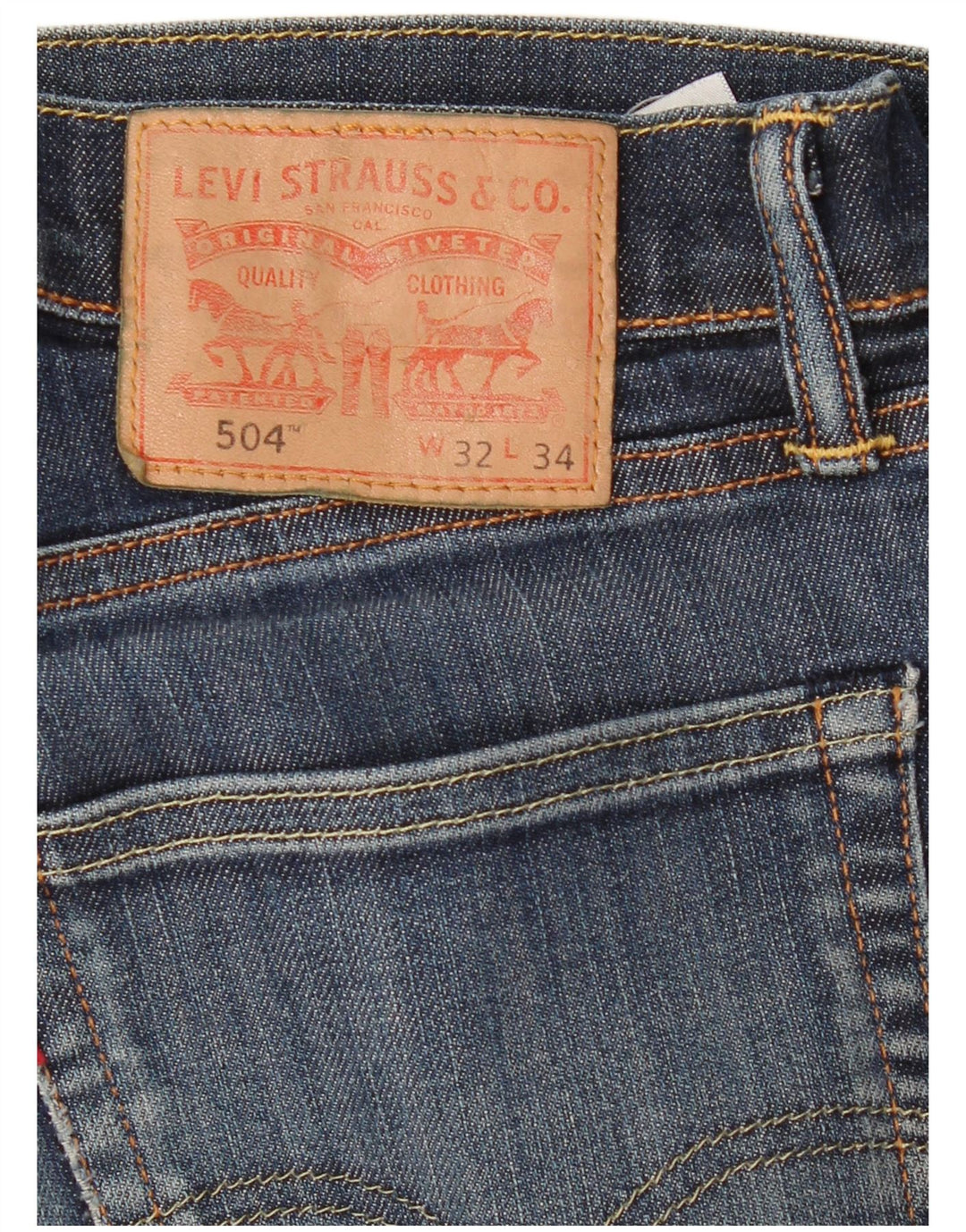 Męskie dżinsy Levi's 504 Straight W32 L34 Granatowa bawełna