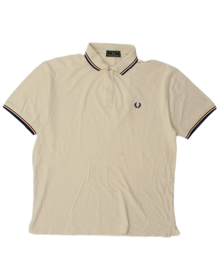 Męska koszulka polo Fred Perry, duża, z białej bawełny