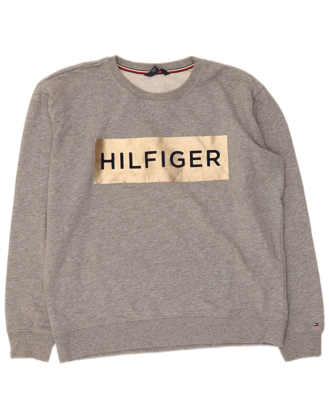Męska bluza z grafiką Tommy Hilfiger, średnia, szara, nakrapiana bawełna