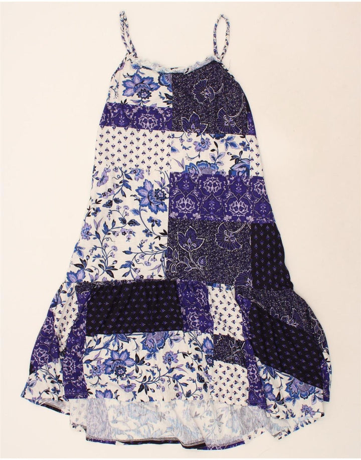 NEXT Womens Sundress UK 12 Medium Navy Blue Patchwork Cotton Vintage Next and Second-Hand Next from Messina Hembry 