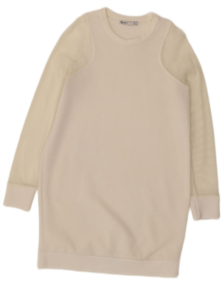 Damska sukienka dresowa Zara UK 12 Medium Off White