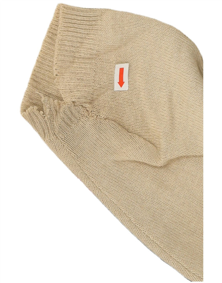Sweter męski w stylu vintage, duży, beżowy, blok kolorów, poliakryl