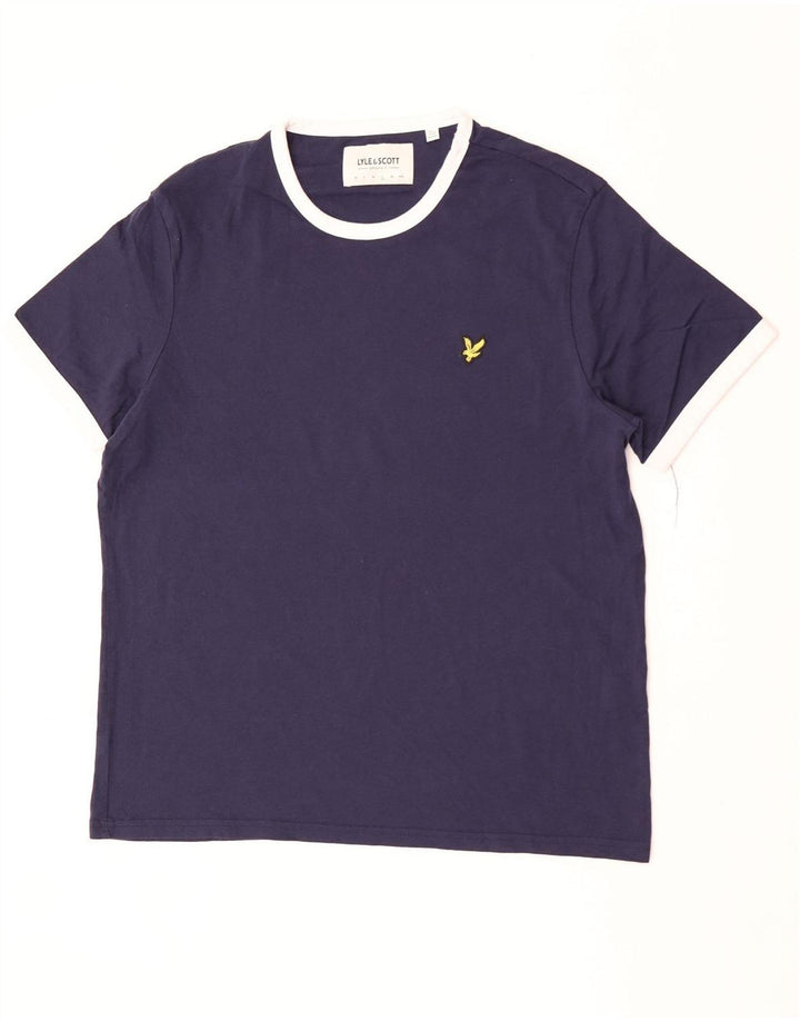 T-shirt męski Lyle & Scott, duży, granatowy, z blokami kolorów