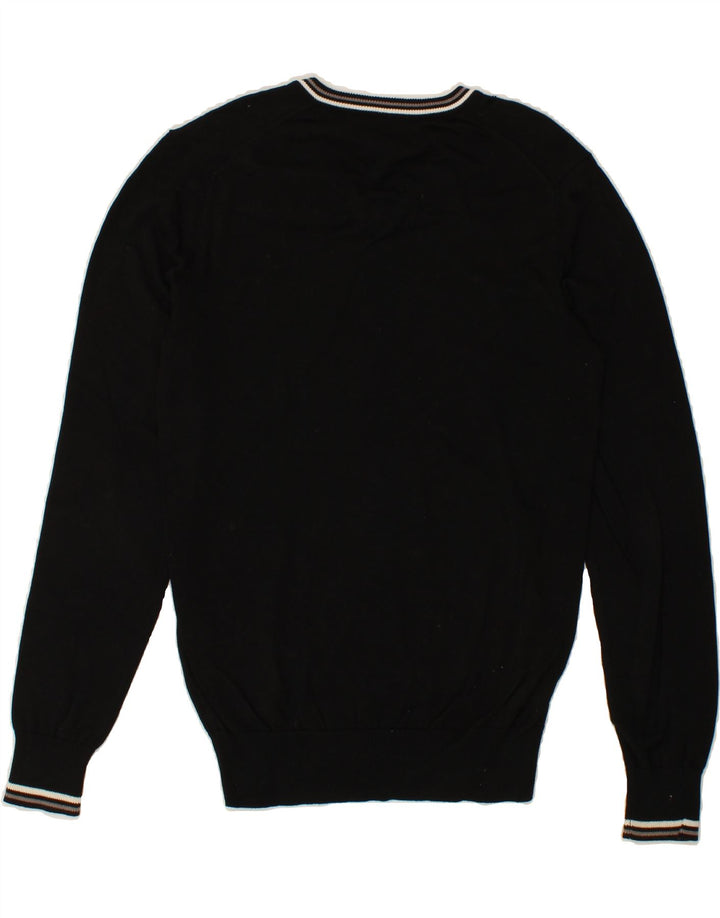BEN SHERMAN Męski sweter z dekoltem w kształcie litery V, średniej wielkości, czarny, bawełniany