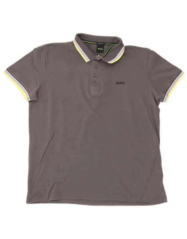 Męska koszulka polo Hugo Boss o regularnym kroju, średnioszara, bawełniana