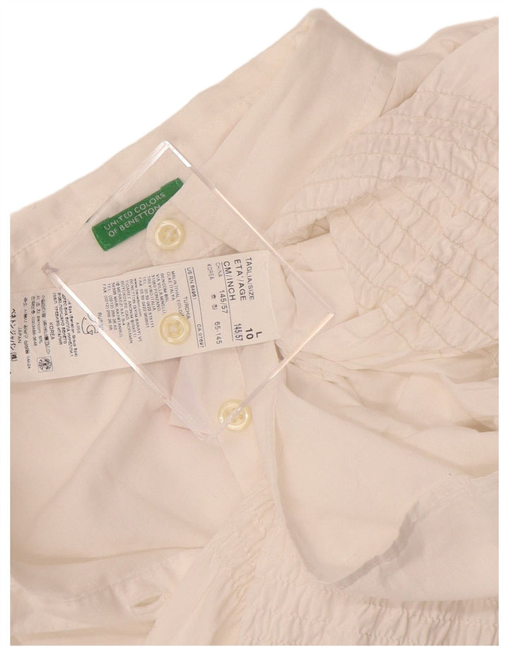 Dziewczęca bluzka koszulowa Benetton 9-10 lat, duża, biała, bawełniana