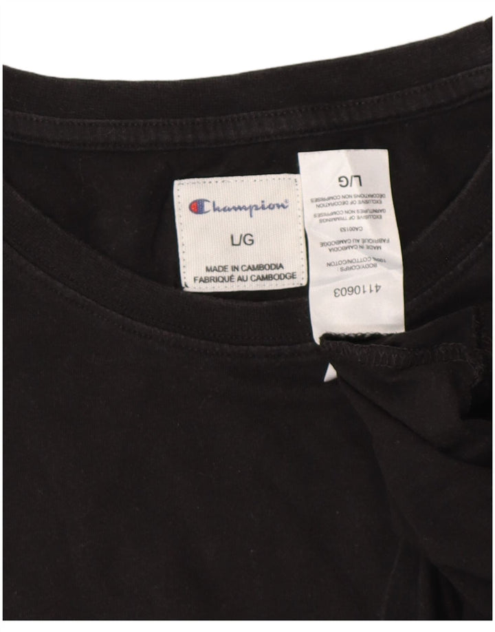 Damska koszulka z grafiką Champion Top UK 16, duża, czarna bawełna