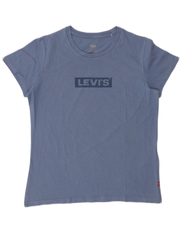 Damska koszulka z grafiką Levi's Top UK 14, średnia niebieska bawełna