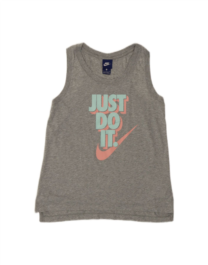 NIKE Womens Graphic Vest Top UK 10 Small Grey Polyester