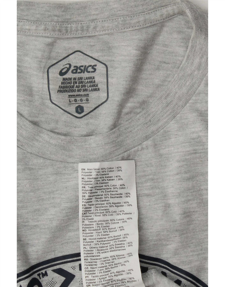 Męska koszulka z grafiką Asics, duża, szara bawełna