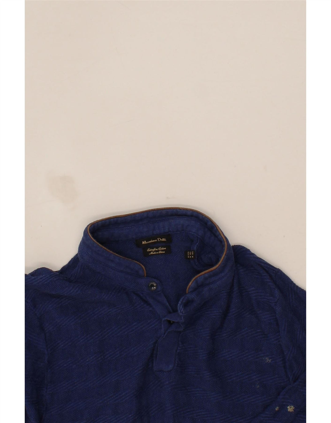 MASSIMO DUTTI Mens Button Neck Jumper Sweater Medium Navy Blue Cotton Vintage Massimo Dutti and Second-Hand Massimo Dutti from Messina Hembry 