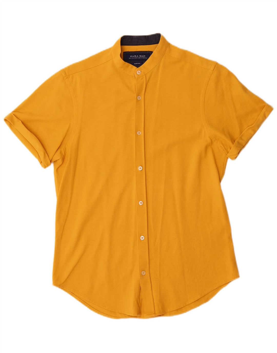 Koszula męska Zara Slim Fit z krótkim rękawem, mała, żółta